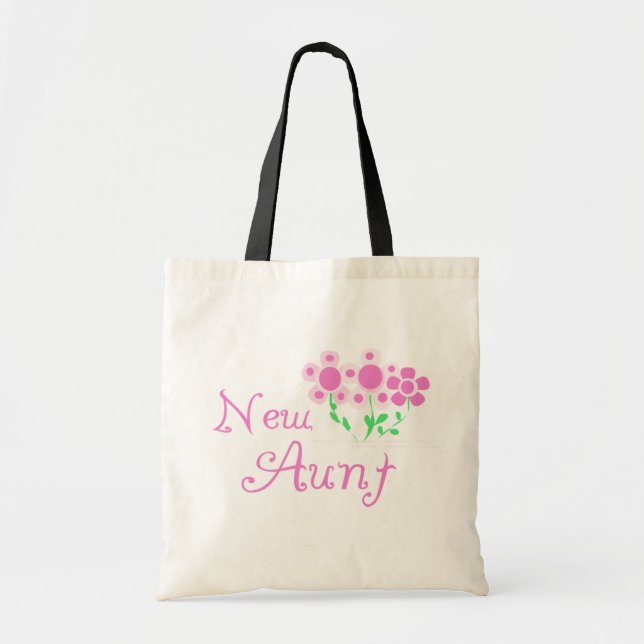 New Aunt Pink Flowers Tshirts and Gifts Tote Bag (Front)