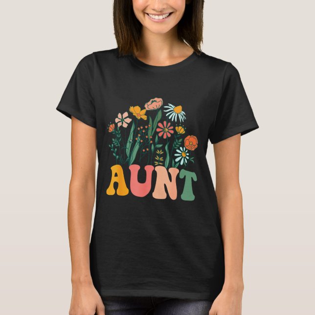 New Aunt Wildflower First Birthday &amp; Baby Show T-Shirt (Front)