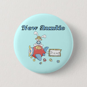 New Auntie - Airplane Tshirts and Gifts 2 Inch Round Button