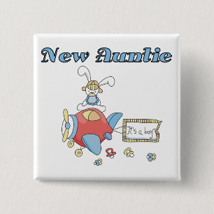 New Auntie - Airplane Tshirts and Gifts 2 Inch Square Button