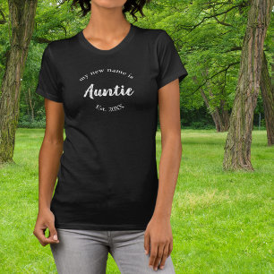 New Auntie Est Year White Family Announcement T-Shirt