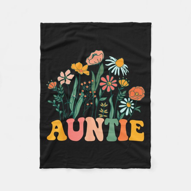 New Auntie Wildflower First Birthday &amp; Baby Sh Fleece Blanket (Front)