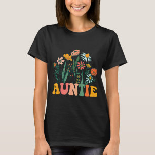 New Auntie Wildflower First Birthday &amp; Baby Sh T-Shirt