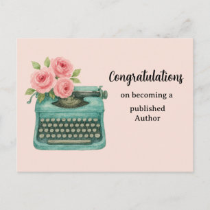 New Author Congratulations Typewriter Postcard