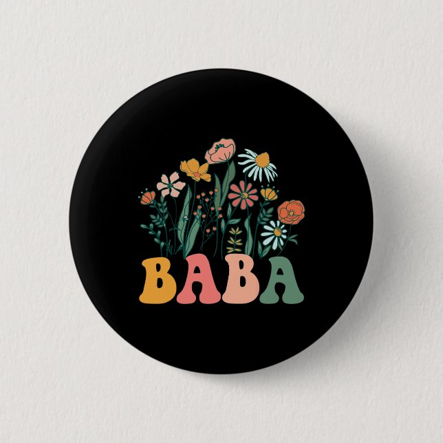 New Baba Wildflower First Birthday &amp; Baby Show 2 Inch Round Button (Front)