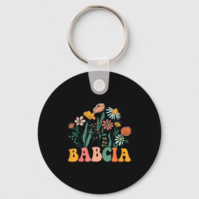 New Babcia Wildflower First Birthday &amp; Baby Sh Keychain (Front)