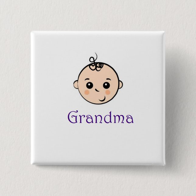 New Baby  and Grandma 2 Inch Square Button (Front)