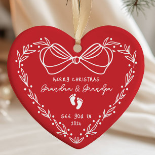 New Baby Announcement Christmas  Ceramic Ornament