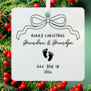 New Baby Announcement Christmas  Metal Ornament