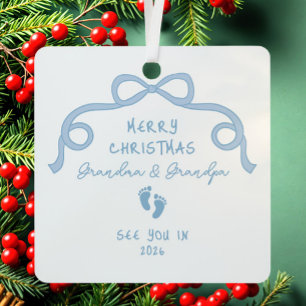 New Baby Announcement Christmas  Metal Ornament