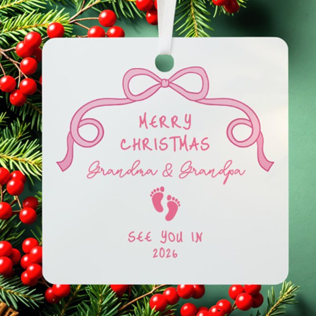 New Baby Announcement Christmas  Metal Ornament (Creator Uploaded)