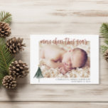 New Baby Announcement Elegant Photo Christmas Card<br><div class="desc">Share with all your family and friends that you added more cheer this year. This simple elegant birth announcement will be the perfect way to announce your new baby's arrival. Customize text on the front and back of the card. Personalize with 1 photo on the front and 3 photos on...</div>