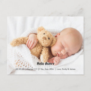 New Baby Announcement Instant Download Photo Baby Postcard