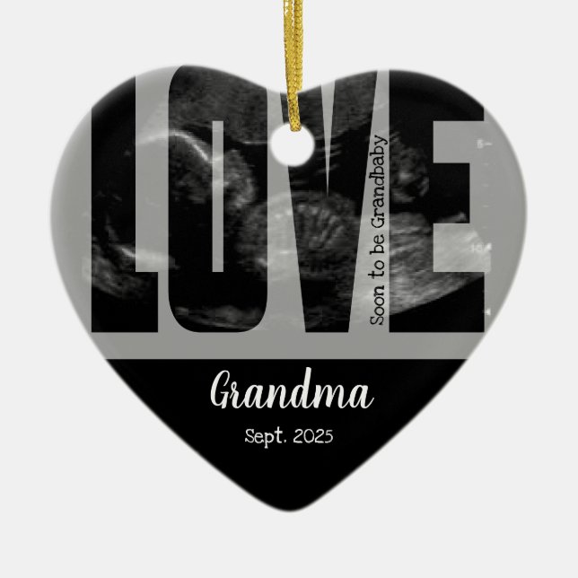 New Baby Announcement - Sonogram with DIY Text Ceramic Ornament (Front)