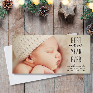 New Baby Best New Year Ever Modern Holiday Photo Card