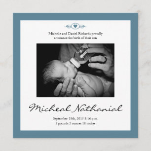 New Baby Birth Announcement Boy Blue