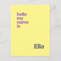 new baby birth announcement yellow purple custom postcard