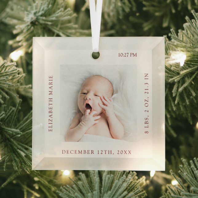 NEW BABY | Birth Details Glass Ornament (Insitu)