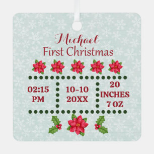 New baby birth stats Christmas, Birth Announcement Metal Ornament