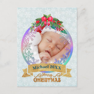 New baby birth stats Christmas, Birth Announcement Postcard