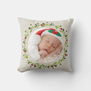 New baby birth stats Christmas, Birth Announcement Throw Pillow