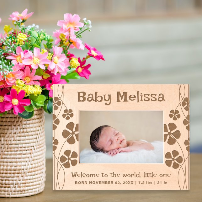 New Baby Birth Stats Newborn Keepsake Floral Etched Frames (Creator Uploaded)