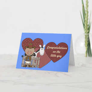 New Baby Boy and Pony Hearts - Western Card