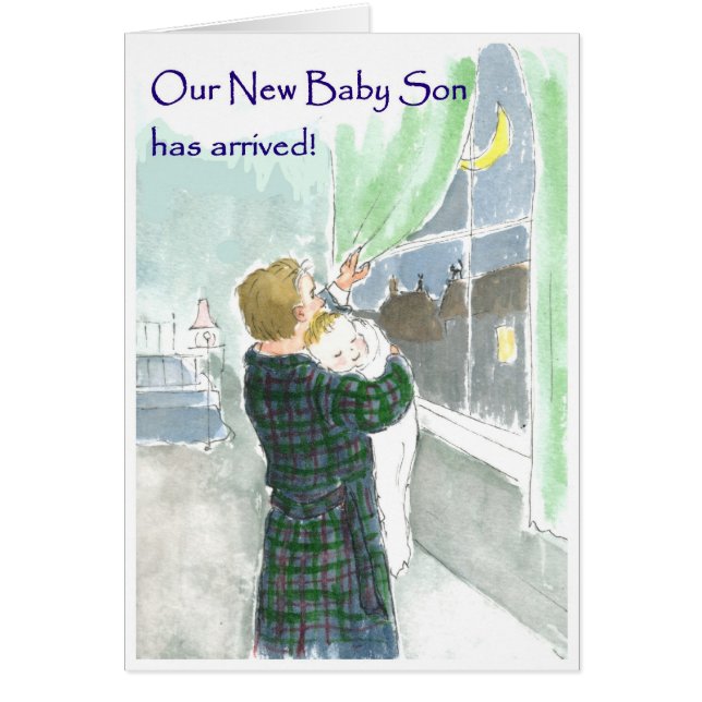 New Baby Boy Arrival Announcement (Front)