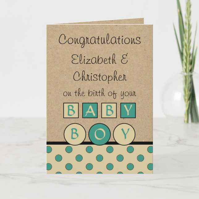New Baby Boy big love rustic beige green Card (Front)