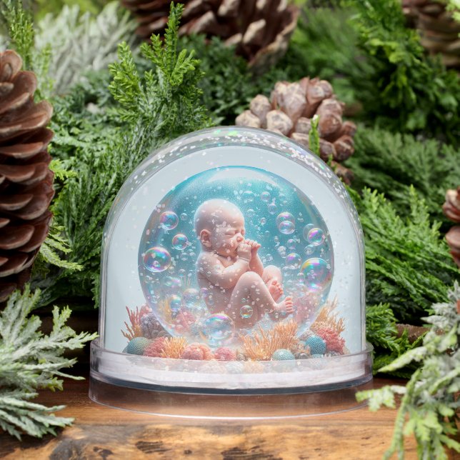 New Baby Boy Birth Announcement Snow Globe (Winter)