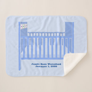 New Baby Boy Blue Crib Personalized Baby Sherpa Blanket