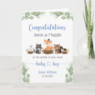 New Baby Boy Blue Personalized Congratulations Card