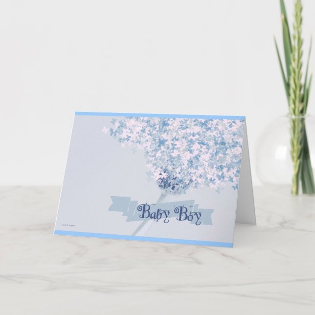 New Baby Boy Gift Card ʚϊɞ Soft Butterflies Daisy (Front)