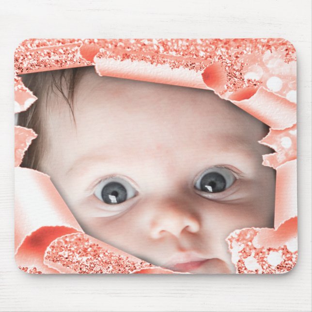 New Baby Boy Photo Mother to Be Coral Peach Mouse Pad (Front)