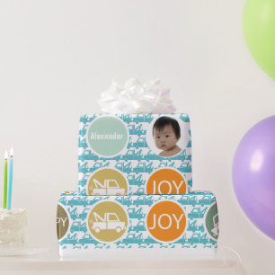 New Baby Boy Photo Wrapping Paper