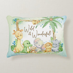 New Baby Boy Safari Animals Wild and Wonderful Accent Pillow