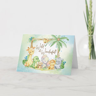 New Baby Boy Safari Animals Wild and Wonderful Card