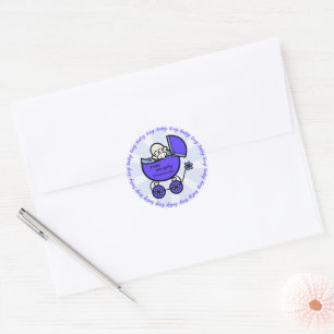 New Baby Boy Template Classic Round Sticker