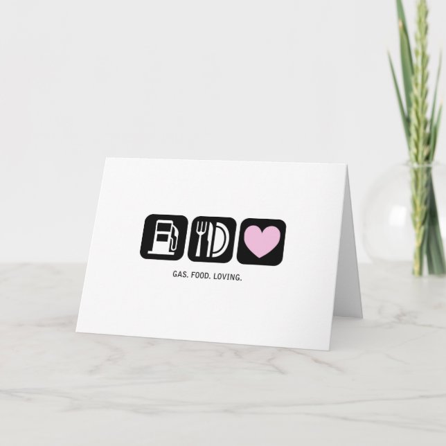 New Baby Card: Gas-Food-Loving (Girl) Card (Front)