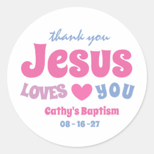 New Baby Christening Baptism Classic Round Sticker