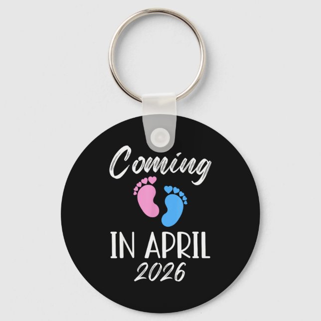 New Baby Coming In April 2026 Funny Baby Shower Bo Keychain (Front)