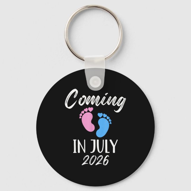 New Baby Coming In July 2026 Funny Baby Shower Boy Keychain (Front)