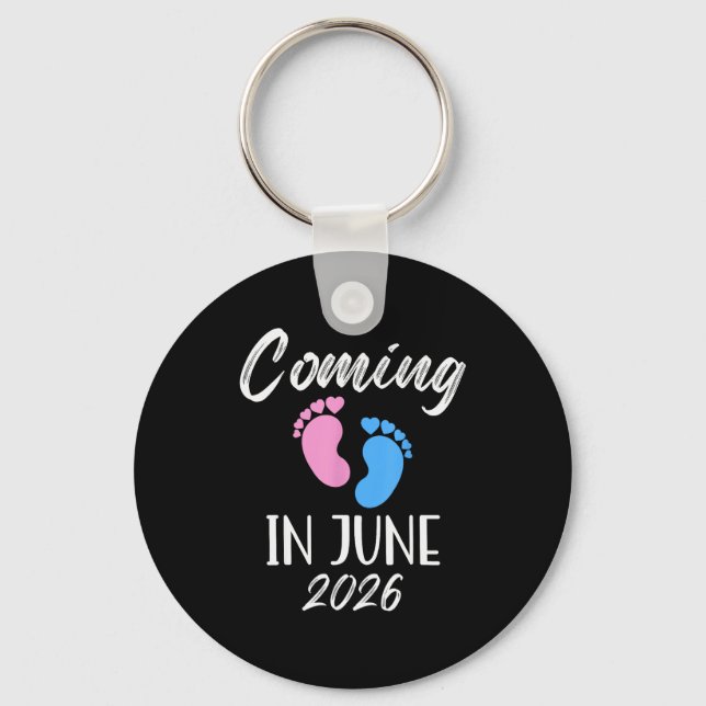 New Baby Coming In June 2026 Funny Baby Shower Boy Keychain (Front)