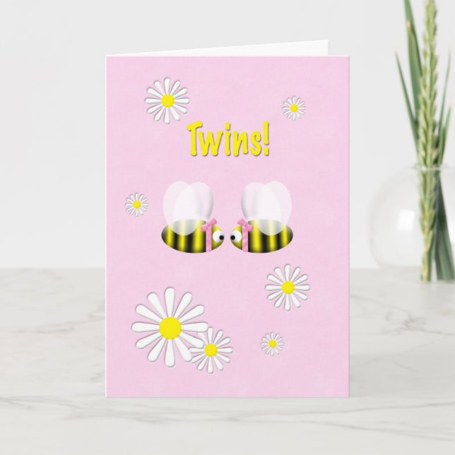 New Baby Congratulations Twin Girls Card (Front)
