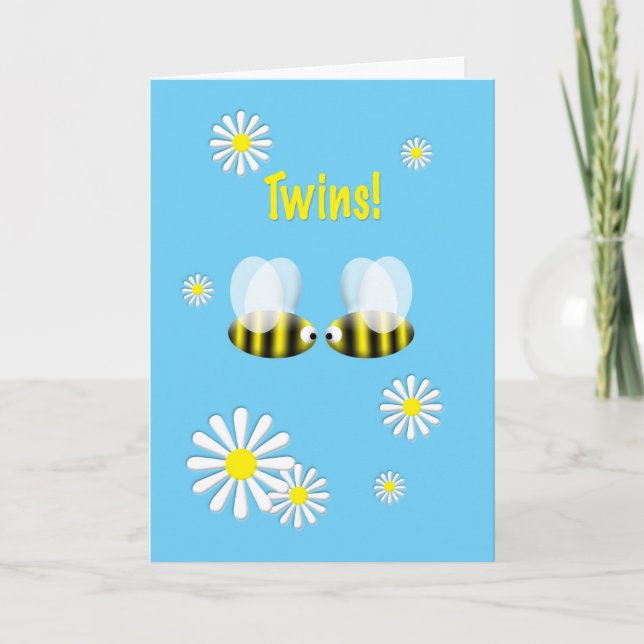 New Baby Congratulations Twins Boys Card (Front)