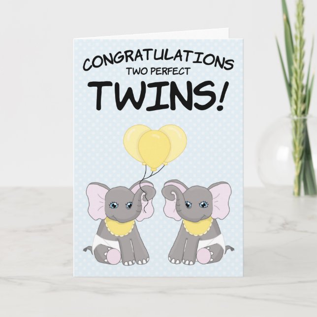 New Baby Congratulations Two Twins Baby Card (Front)