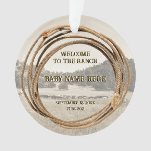 New Baby Cowboy or Cowgirl with Lariat Acrylic Ornament