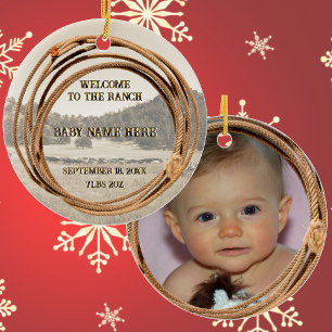 New Baby Cowboy or Cowgirl with Lariat Acrylic Ornament