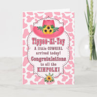 New Baby COWGIRL Western Pink Congratulations Card