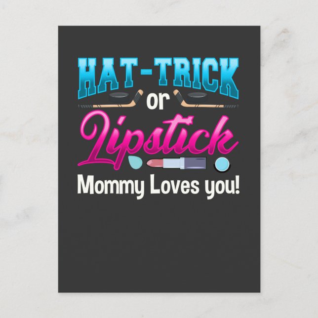 New Baby Gender Reveal Party Ice Hockey Beauty Mom Postcard (Front)